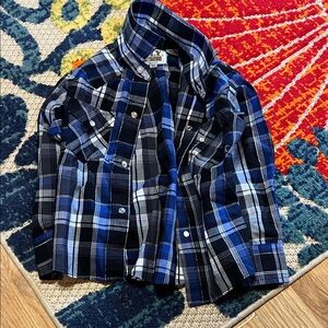 Ely Cattleman Kids Blue and Black Plaid Shirt